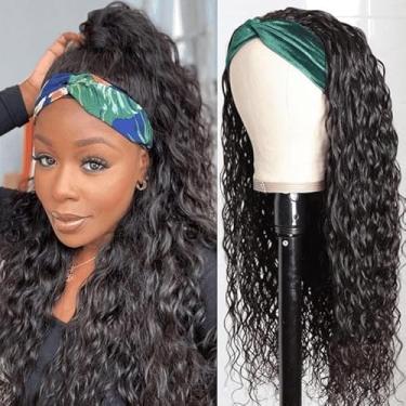 Imagem de Emistar Peruca Com Faixa De Cabelo Cacheada, Fácil Usar E Usar, Sem Cola, Sintético Macio Resistente Ao Calor, Perucas Estilo Meia Onda Para Mulheres Negras (Cor Natural Nº 2, 24")