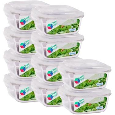 Imagem de Kit 10 Potes de Vidro Hermético 520ML Quadrado Cor Sortida Marmitas Dona Laura