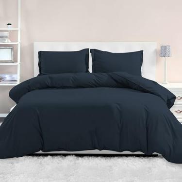 Imagem de Mocassi Conjunto de capa de edredom de luxo Queen Size de 3 peças – 1800 capa de edredom de microfibra de qualidade premium de hotel com fecho de botão (edredom não incluído), 1 capa de edredom 224 x