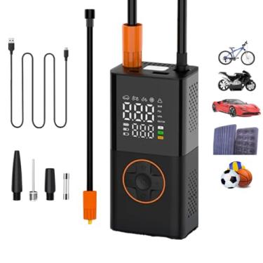 Imagem de Bomba de Ar Portátil: Compressor Digital, 130 PSI, Bateria 4000mAh, Infla Pneus, Bolas, Colchões, Boias. Cabo USB-C, Carregador Veicular e Lanterna LED, Powerbank. Ideal para Carro, Moto e Bike!