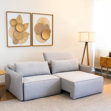 Imagem de Sofá Retrátril 3 Lugares Linho Capri Cinza
