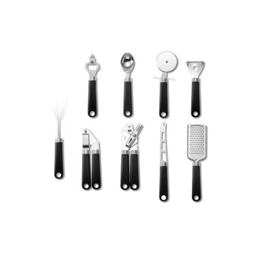 Imagem de Kit 9 Peças Aço Abridor De Lata Cortador Ralador Preto