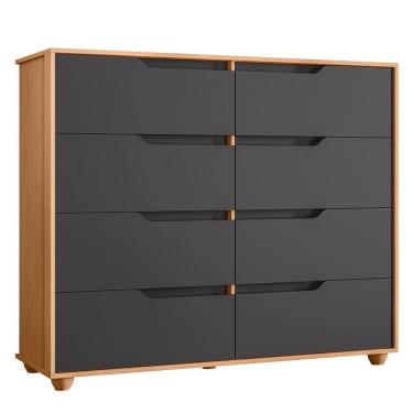 Imagem de Cômoda Doble 8 Gavetas Titanium-freijó - Móveis Albatroz Titanium-freijó