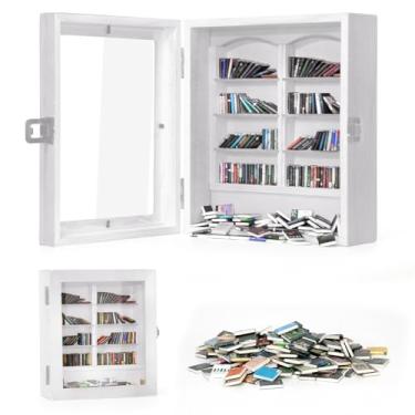 Imagem de Mini enfeite de estante de ansiedade, estante de exibição em miniatura com 200 peças de minilivros, mini biblioteca de decoração para amantes de livros, sala de casa, escritório, sacuda sua ansiedade