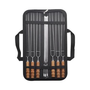 Imagem de Conjunto De Espetos De Churrasco De Aço Inoxidável 10 Peças Garfo Dupl