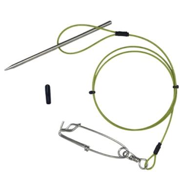 Imagem de Vaveren Cordão de pesca com mosquetão, suporte profissional para pesca submarina, cordão de aço para de rabo amarelo, halibute, pargo, atum, 80cm