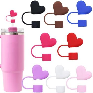 Imagem de AIOMISKO Capas de palha, topos de silicone macio, cabem em canudos de 10 mm, compatíveis com Stanley Cup 30 e 1,134 g, acessórios reutilizáveis à prova de poeira, coroa de arco de flor, caveira