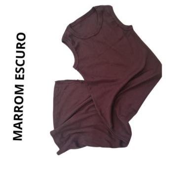 Imagem de Vestido T-shirt Feminino Canelado Manga Longa - Regata - Alça e curto 