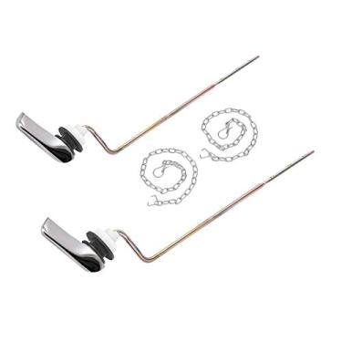 Imagem de Jwodo Kit de substituição de cabo de vaso sanitário, Alavancas de viagem de vaso sanitário com vedação de vedação e porca, 2 peças de correntes de aço inoxidável, Substituição universal para a maioria dos banheiros laterais