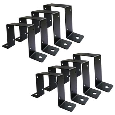 Imagem de SRNETKJ 4x4 Laços de poste de tira preta, suportes de montagem de gazebo de madeira resistente para postes de 10 x 10 cm (8 peças)