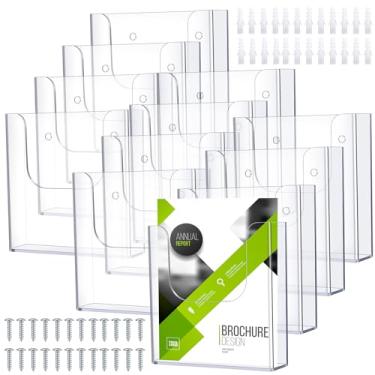 Imagem de Ripeng Pacote com 12 porta-folhetos, suporte de parede transparente de 15 x 23 cm, suporte de exibição de panfleto de revista, organizador de parede de acrílico, suporte de arquivo de parede de
