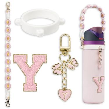 Imagem de Conjunto de pingentes de letras fofas compatível com garrafa de água Owala 680 g, 946 ml, 1,13 g, Owala Kids, copo de café Owala FreeSip – Inclui alça de alça, para acessórios Owala & Stanley Cup