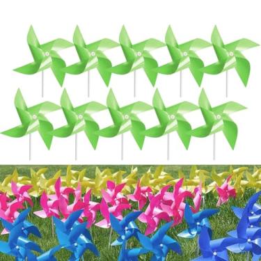Imagem de Tsocent 100 Peças De Cata-Ventos, Cata-Ventos Brinquedo E Lembrancinhas Festa Para Crianças, Decorativos Áreas Externas Jardim (Verde Claro)