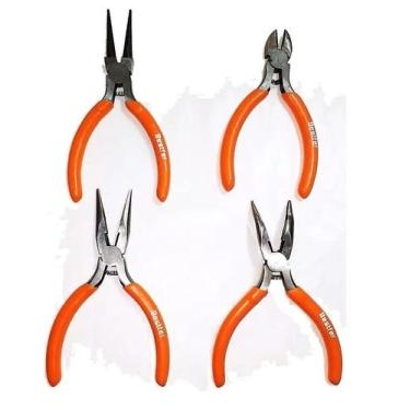 Imagem de Jogo 4 Mini Alicate Bijuteria Mola Bico Curvo Meia Cana - Bestfer