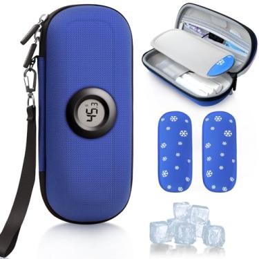 Imagem de Krypthos Estojo de viagem para diabetes resfriador de insulina com termômetro de temperatura, bolsa de viagem de medicamentos refrigerada, bolsa organizadora de frascos com 2 bolsas de gelo aprovadas