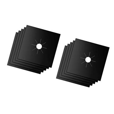 Imagem de KIMISS Tampa do Fogão da Faixa de Gás de 10pcs - Prova à Prova d'água e Resistente Ao Calor Protetor de Fibra de Vidro Pastilhas - de Manchas e Fácil de Limpar Design de Gente Corta Tampas de (Preto)