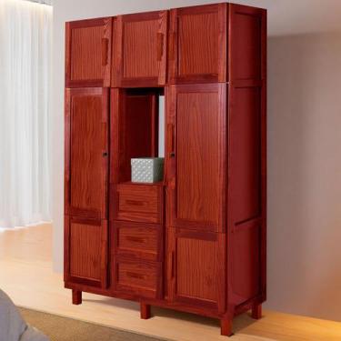 Imagem de Guarda-Roupa Solteiro Belém Madeira Maciça 7 Portas 3 Gavetas 4 Pratel