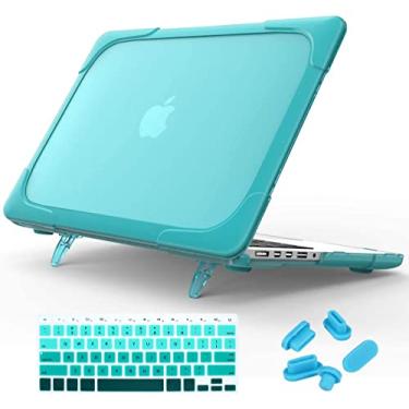Imagem de Mektron Capa Para Macbook Pro 13" (Versão 2015/2014/2013), Rígida De Dupla Camada Com Encaixe E Suporte Dobrável Mac Retina 13,3" Modelo A1502 A1425, Azul Claro