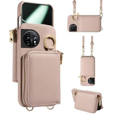 Imagem de Furiet Capa carteira para OnePlus 11 5G com alça de ombro e fivela de anel, bolsa de órgão flip de couro PU de luxo, suporte para cartão de crédito, capa para celular One Plus11 1 Plus 1plus11 One+ 1+