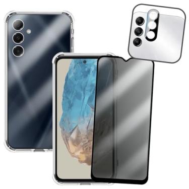 Imagem de Kit de Proteção para Samsung Galaxy M35, Capa Transparente Anti-Impacto + Película de Privacidade 3D + Protetor de Lente da Câmera