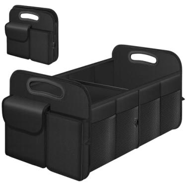 Imagem de HABOPET Organizador de porta-malas, dobrável, impermeável, para SUVs e sedãs, organizadores de armazenamento de carro com alças reforçadas, acessórios de carro para mulheres e homens, 2 compartimentos
