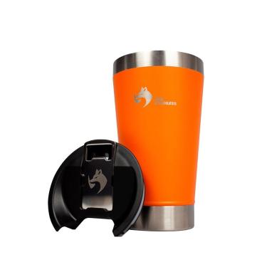 Imagem de Copo Térmico Fox Stainless Quente e Frio com Tampa 473ml Laranja