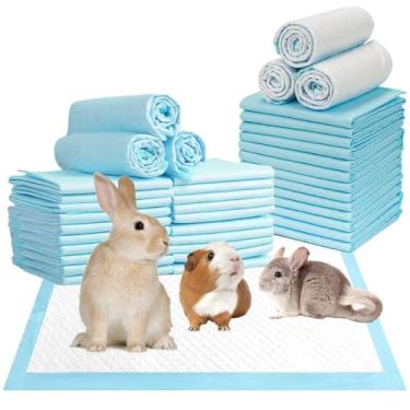 Imagem de Kathson Rabbits Descartável Almofada de Cápsula de Fraldas Super Absorvente de Limpeza Saudável para Porcos da Guiné, Porcos de Porcos, Martelos, Chinchilas, Gatos, Répteis e Outros Animais Pequenos (50 peças Azul)