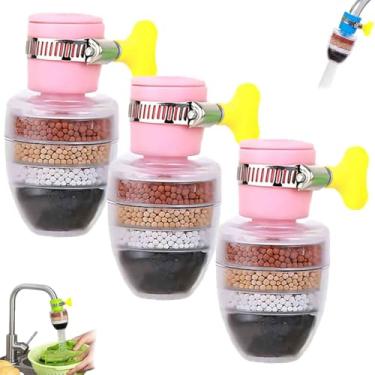 Imagem de Hailnrothwad Magic Charcoal Water Filter,2025 New 6 Layer Carbon Water Filter Faucet,Water Saving And Providing Strong Waters Pressure,For Kitchen Sink For 1/2inch - 3/4inch Faucet (Pink*3)