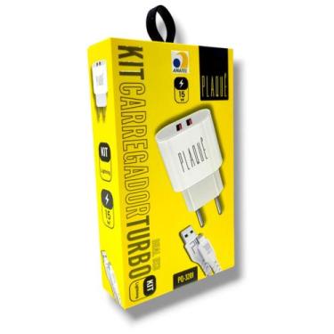 Imagem de Carregador Turbo Plaquê PQ320I  15W com 2 Portas USB e Cabo Lightning