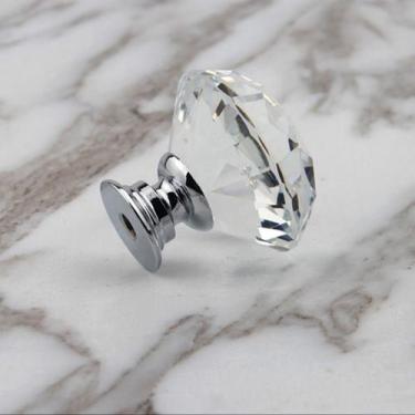 Imagem de Kit 4 Puxadores Cristal 40mm Porta Gaveta Rose Gold ou Prata - FERRAGE