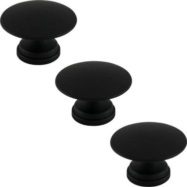 Imagem de Conjunto de 3 Puxadores 200 Tucson Ponto Preto Fosco Para Móveis Armários e Gavetas