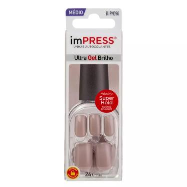 Imagem de Unhas Postiças Autocolantes First Kiss imPress Ultra Gel Tamanho Médio Sea Sand com 24 Unidades