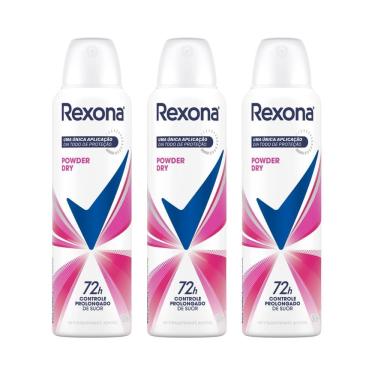 Imagem de Kit 3 Desodorante Powder Dry Rexona Aerosol Antitranspirante 48h 150ml