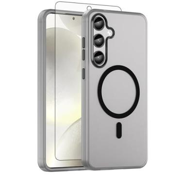 Imagem de Asuwish Capa de telefone para Samsung Galaxy S25 Plus S25+ 5G, compatível com Magsafe Magnetic, protetor de tela, capa protetora à prova de choque traseira fosca translúcida S25Plus 25S + S 25 25+