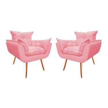Imagem de Kit 2 poltronas para sala confortavel Opala. In-9 Decor. - Rosa