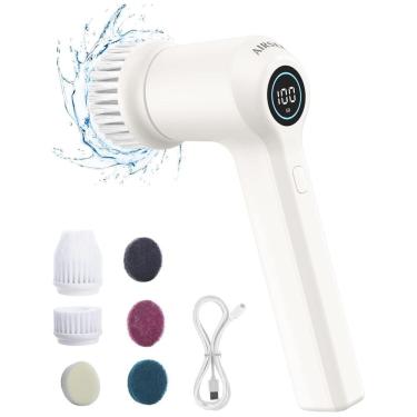 Imagem de Escova Elétrica Rotativa 360 sem Fio com 2 Velocidades e 6 Acessórios, Branca, 110v, AI...