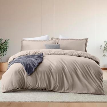 Imagem de Hearth & Harbor Jogo de cama casal com capa de edredom e roupa de cama, conjunto de cama macio escovado de 7 peças, inclui capa de edredom, lençol de cima, lençol com elástico, fronhas e fronhas