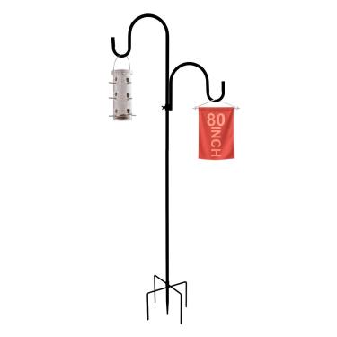 Imagem de MISPACIO Mastro para alimentador de pássaros, 203 cm de altura com gancho de pastor duplo, base de 5 garras para comedouros de beija-flor ao ar livre (sem alimentador de pássaros)