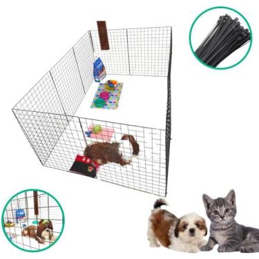 Imagem de Cercadinho Móvel 10 Painéis 60x80cm Modular Cerca Aramada Segurança e 