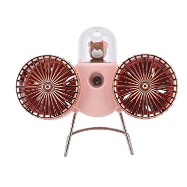 Imagem de Pssopp Fã de Mesa USB, Design Duplo 3 Velocidades Fortes Luz Noturna, Ventilador de Mesa Portátil Com Função de Spray de Névoa, ótimo para Camping de Dormitório para Viagens Em Casa (PINK)