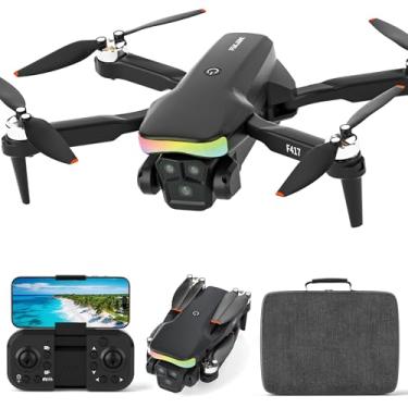 Imagem de Mini drone com câmera 1080p para adultos, luz LED RGB FPV drone quadricóptero para iniciantes, uma tecla de decolagem/terra altitude, posicionamento de fluxo óptico, controle por gestos de gravidade
