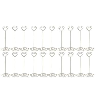 Imagem de Titulares de número de mesa elegantes planos decorativos de ferro exibir números de mesa para festas de casamento aniversário 12cm 20pcs (Prata)