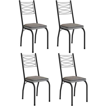 Imagem de Kit 4 Cadeiras Aço Carbono Tubular Metálica Acabamento D-25 Luana Preto-grafiato