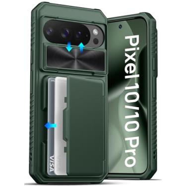 Imagem de ATATOO Capa carteira para Google Pixel 10/10 Pro, suporte de cartão integrado (3 a 5 cartões) e capa deslizante para câmera, proteção de nível militar, capa de celular para Pixel 10/10 Pro 6,3