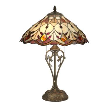 Imagem de Luminária de mesa Dale Tiffany TT70699 Tiffany/Mica com duas luzes da coleção Valencia em acabamento em latão, 43 cm, bronze antigo