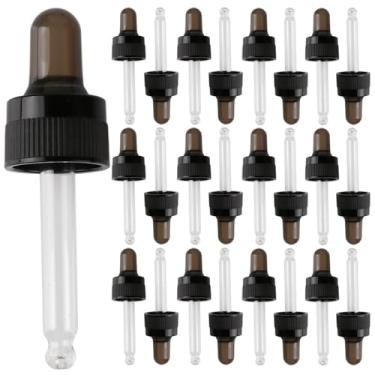 Imagem de PIPIBA Pacote com 24 tampas conta-gotas de vidro (10 ml) para garrafas de óleo essencial (pescoço 18-415) - ponta redonda, feita em Taiwan com silicone SILASTIC RBL-9200-50 para estabilidade química e