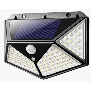 Imagem de Refletor Solar 100 LEDs com Placa Fotovoltaica e Sensor Fotocélula para Parede Jardim Piscina Escada