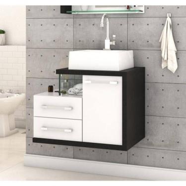 Imagem de Gabinete Armario P-banheiro (balcao C-cuba Q355) Legno 650 Branco Chess C-preto ônix