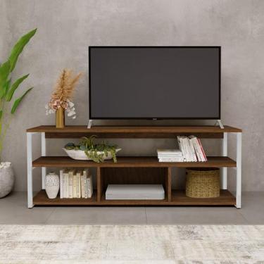 Imagem de Estante Rack Roma Estilo Industrial Com Pés De Ferro Branco - Lcn Move