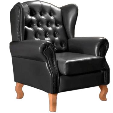 Imagem de Poltrona Chesterfield Imperador Vintage Retrô Capitonê Couro Preto